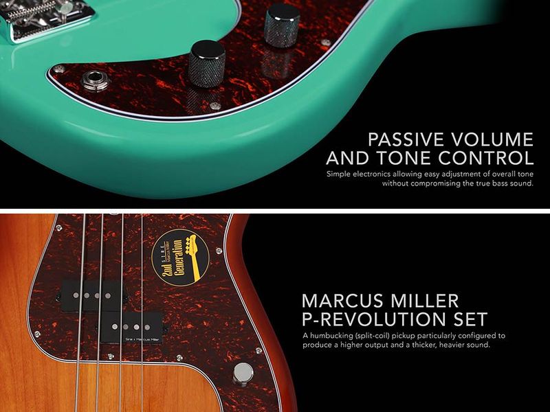 Sire P5 Series Marcus Miller Fretless Alder 5-string Passive Bass Guitar Mild Green