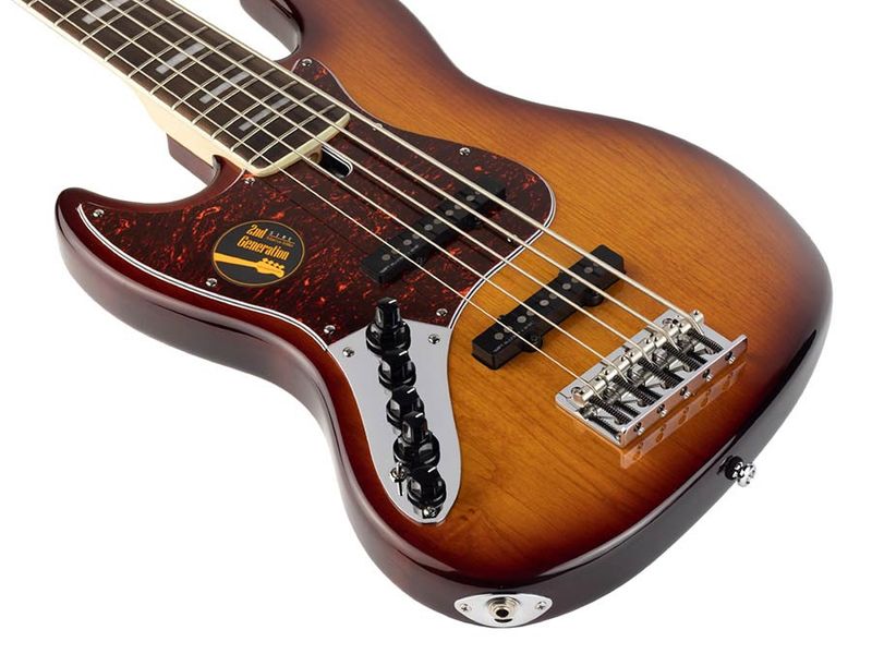 Sire V7 2nd Gen Series Marcus Miller Lefty Alder 5-string Bass Guitar Tobacco Sunburst