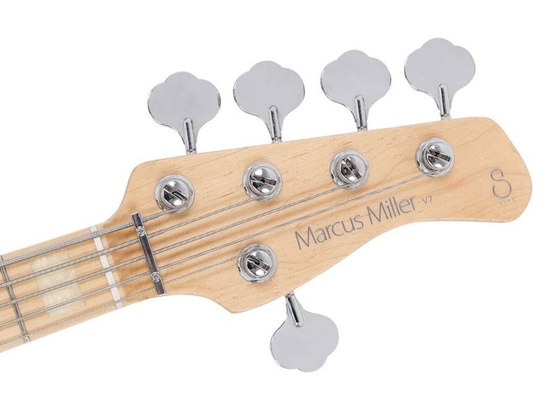 Sire V7 Series Marcus Miller swamp ash reissue 5-string active bass guitar, transparent green satin