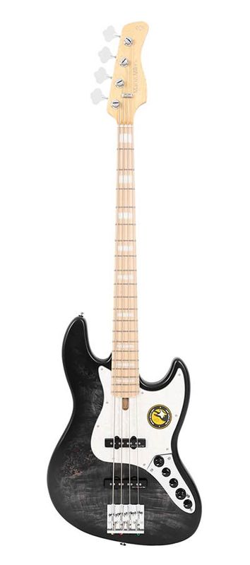 Sire V7 Series Marcus Miller swamp ash reissue 4-string active bass guitar, transparent black satin