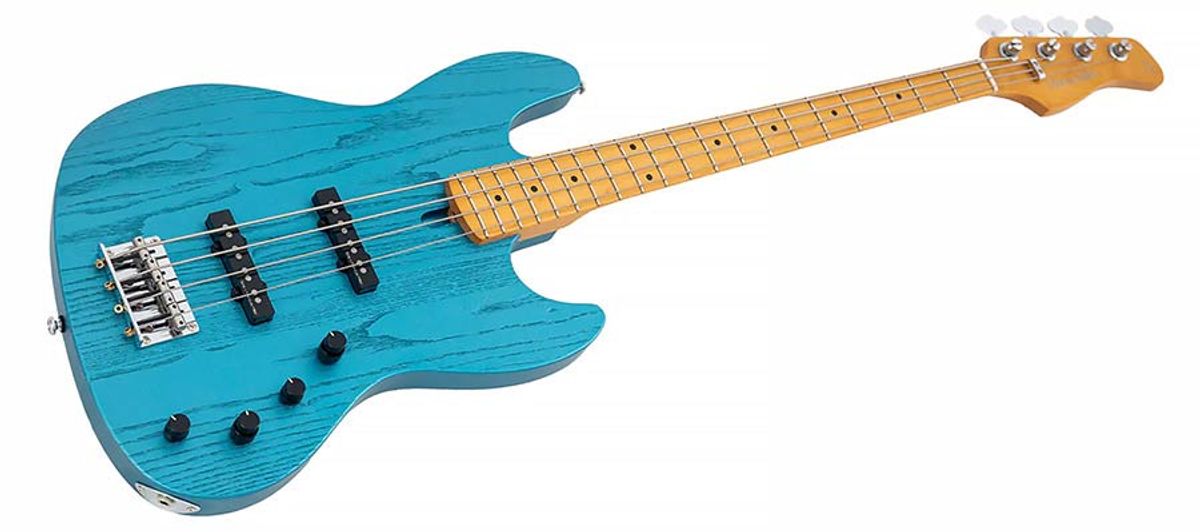 Sire V6 4/OTB mahogany+ash top 4-string active bass guitar ocean turqoise blue