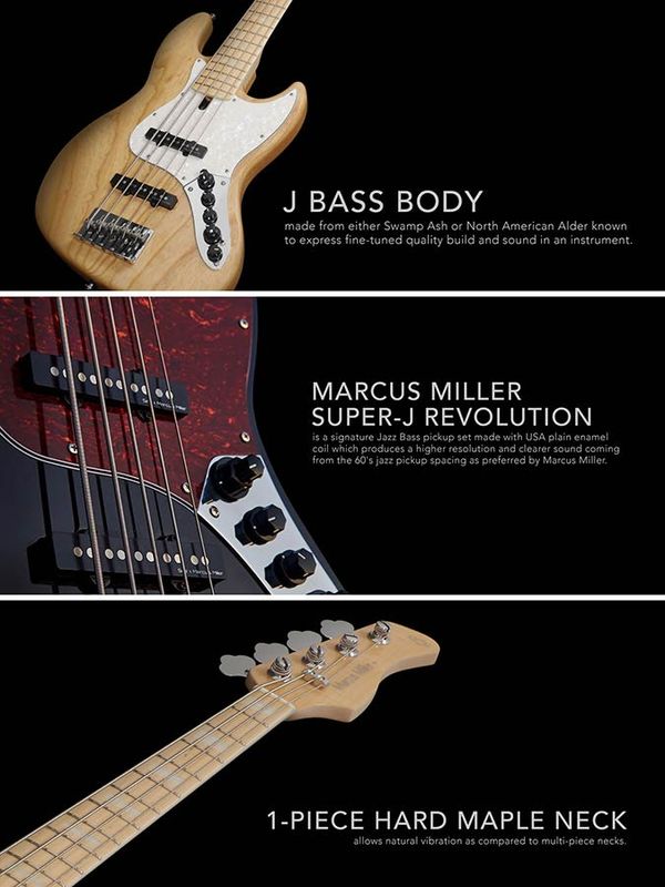 Sire V7 2nd Gen Series Marcus Miller Lefty Alder 4-string Bass Guitar Black