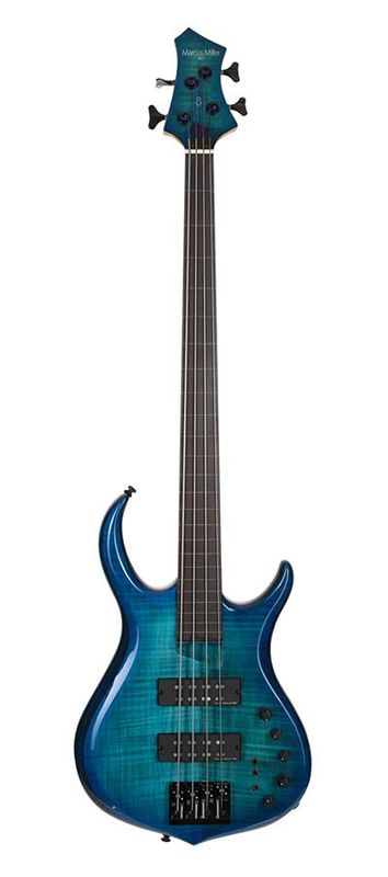 Sire M7 2nd Gen Series Marcus Miller fretless Alder + Solid Maple 4-string Bass Guitar Transparent Blue
