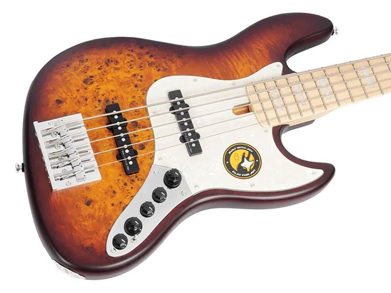 Sire V7 Series Marcus Miller swamp ash reissue 5-string active bass guitar, tobacco sunburst satin
