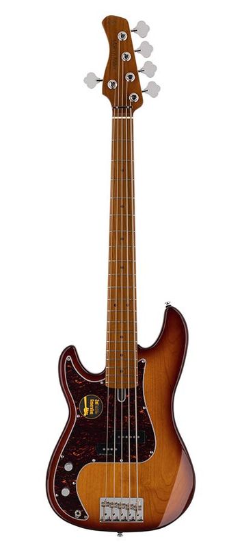 Sire P5 Series Marcus Miller Lefty Alder 5-string Passive Bass Guitar Tobacco Sunburst