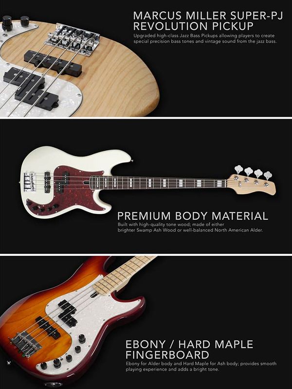 Sire P7 2nd Gen Series Marcus Miller Alder 4-string Bass Guitar Black