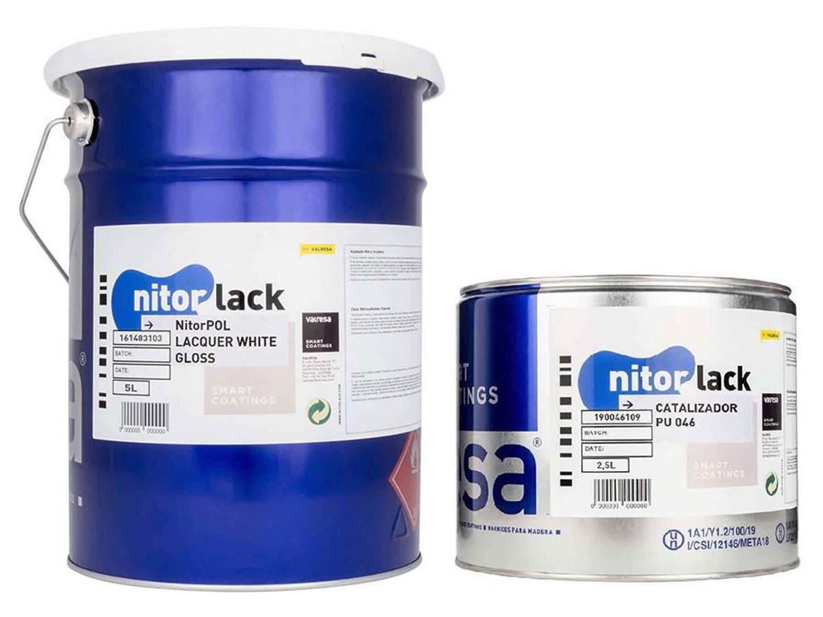 NitorLACK polyurethane lacquer, white gloss - 5L can + 2,5L hardener