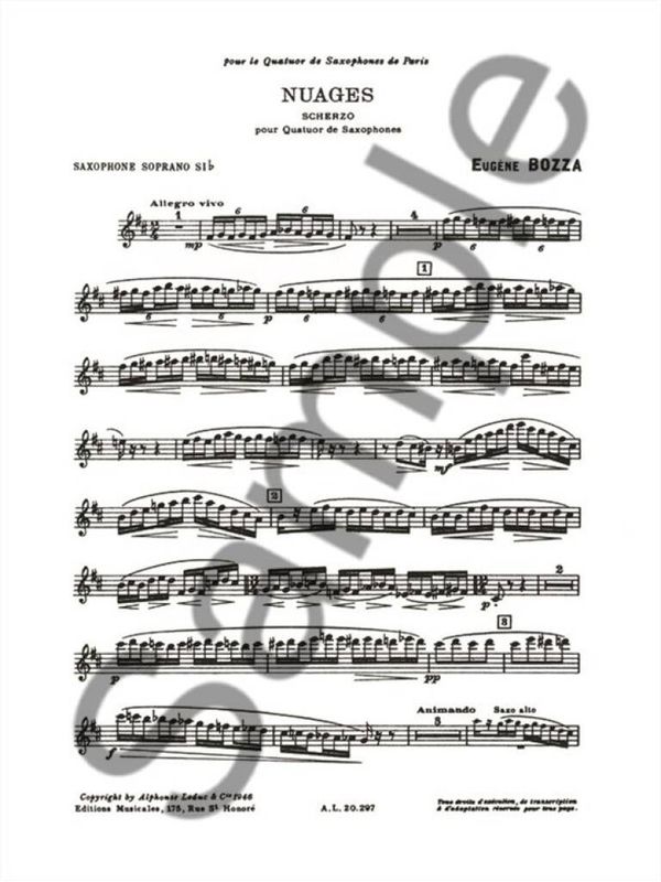 Nuages - Scherzo For Saxophone Quartet