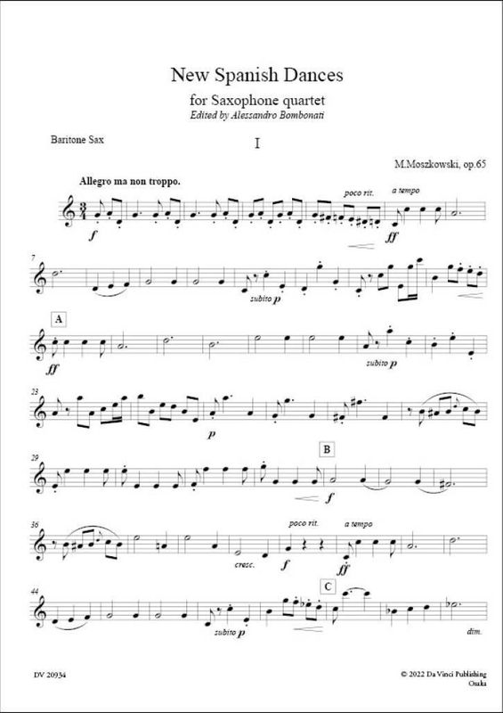 New Spanish Dances Op.65, for Saxophone quartet