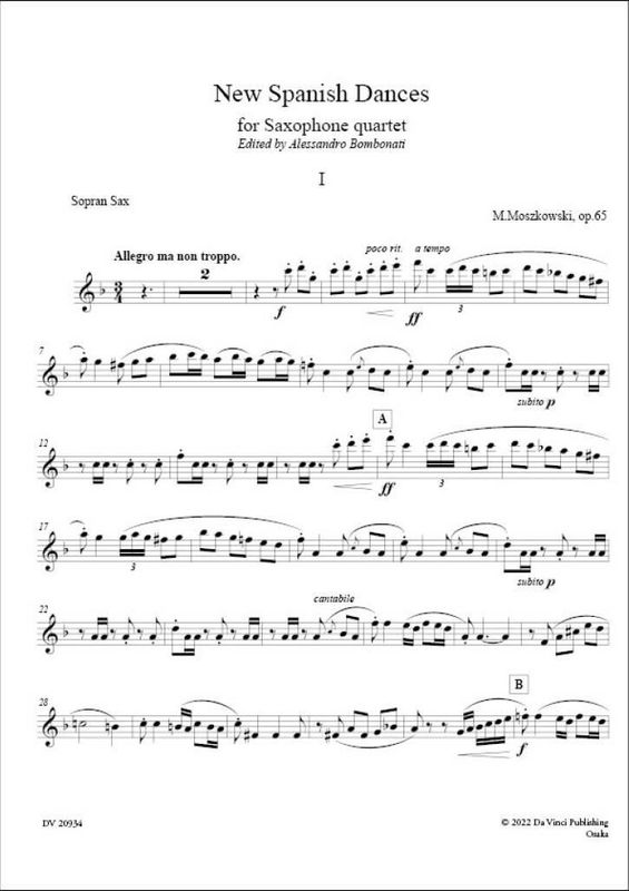New Spanish Dances Op.65, for Saxophone quartet