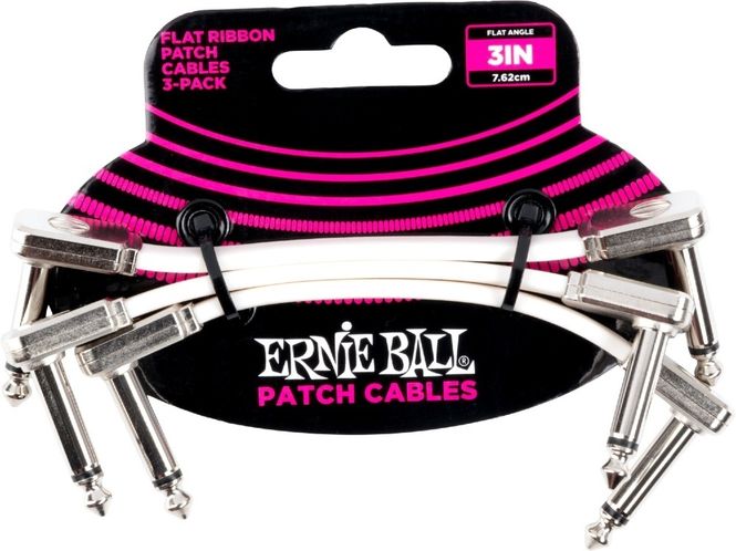 Hovedbilde Ernie Ball EB-6384, Flat Patch Cable 7.5 cm, White 3-pack