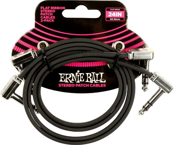Hovedbilde Ernie Ball-6406 Stereo (TRS) Flat Patch Cable, 60cm. 2-pack