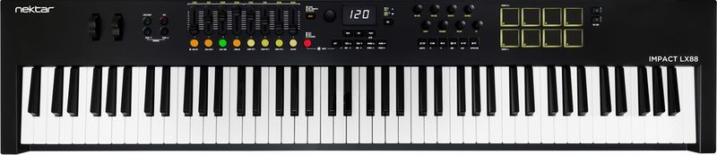 Nektar Impact LX88mk3 - MIDI keyboard, 88 semi-weighted keys, pads, faders & encoders
