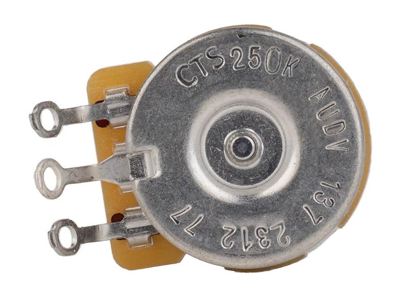 CTS USA 250K vintage taper potentiometer, short bushing solid shaft .250