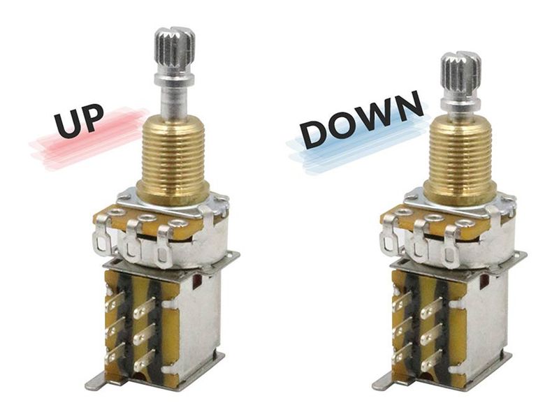 Hosco Japan 500K DPDT Push-Push Audio Taper Potentiometer - 10mm/M9,5 (3/8