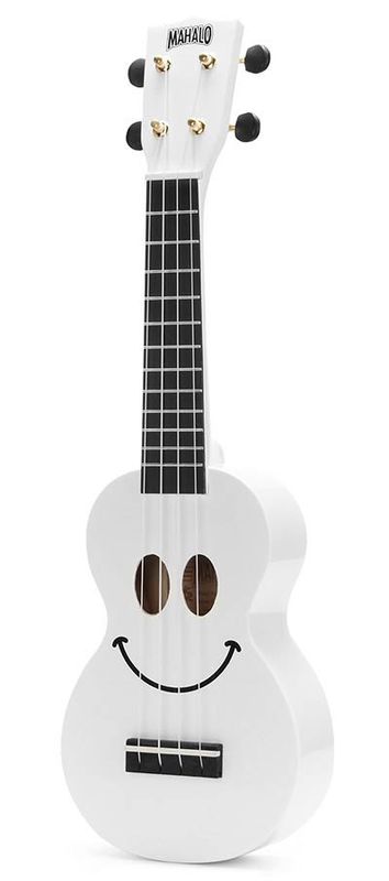 Mahalo Smiley Series, soprano ukulele, white, with bag