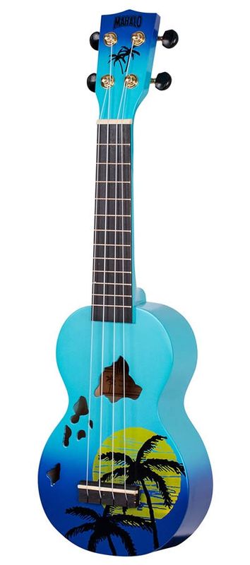 Mahalo Designer Series, soprano ukulele HAWAII, blue burst, with bag