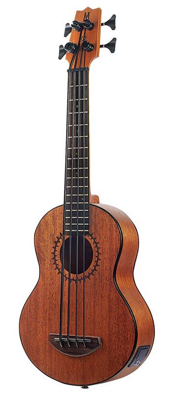Mahalo  electric ukulele bass, transparent brown, with padded bag and strap