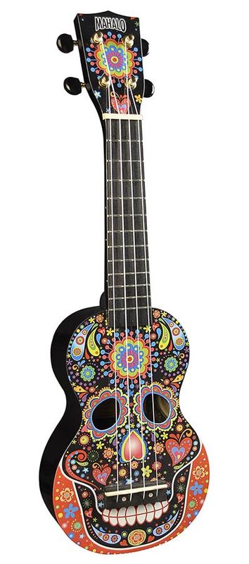 Mahalo Art Series, soprano ukulele SKULL, black, with bag