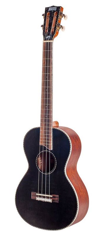 Mahalo Pearl Series, solid top baritone ukulele, with MEQ2 9v preamp, black, with bag