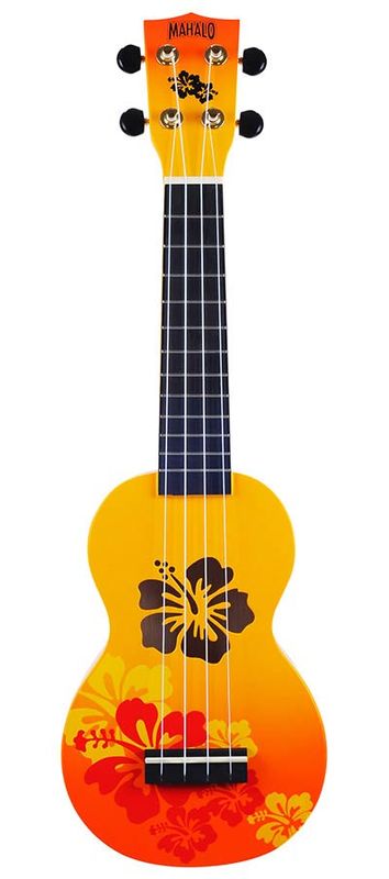 Mahalo Designer Series, soprano ukulele HIBISCUS, orange burst, with bag