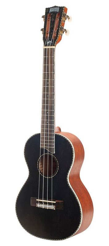 Mahalo Pearl Series, solid top tenor ukulele, black, with bag