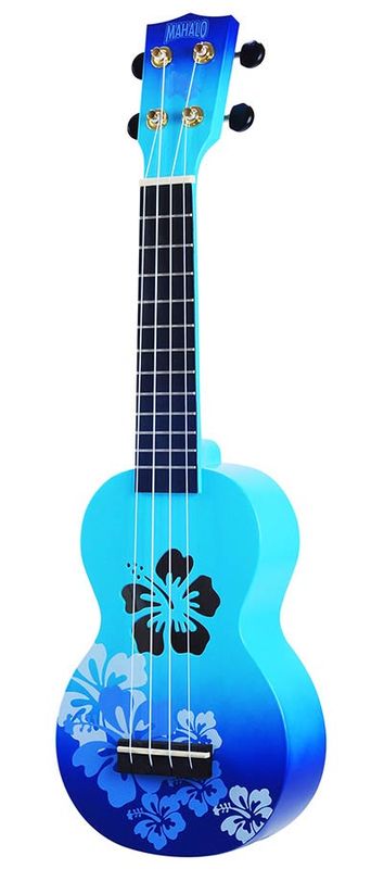 Mahalo Designer Series, soprano ukulele HIBISCUS, blue burst, with bag