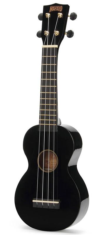 Mahalo Rainbow Series, soprano ukulele pack, black, with essentials accessory pack