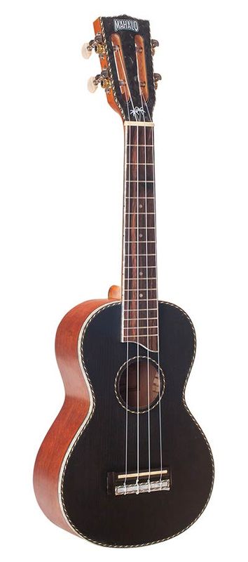 Mahalo Pearl Series, solid top concert ukulele, black, with bag