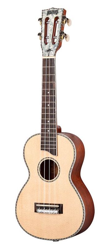 Mahalo Pearl Series, solid top concert ukulele, with MEQ2 9v preamp, natural, with bag