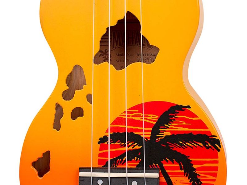 Mahalo Designer Series, soprano ukulele HAWAII, orange burst, with bag