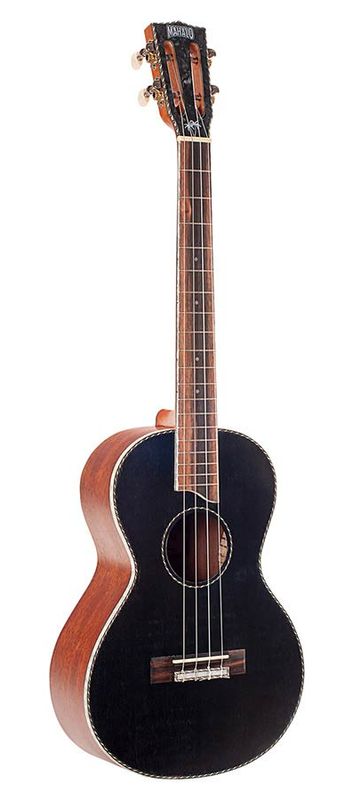 Mahalo Pearl Series, solid top baritone ukulele, black, with bag
