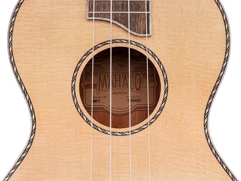Mahalo Pearl Series, solid top tenor ukulele, with MEQ2 9v preamp, natural, with bag