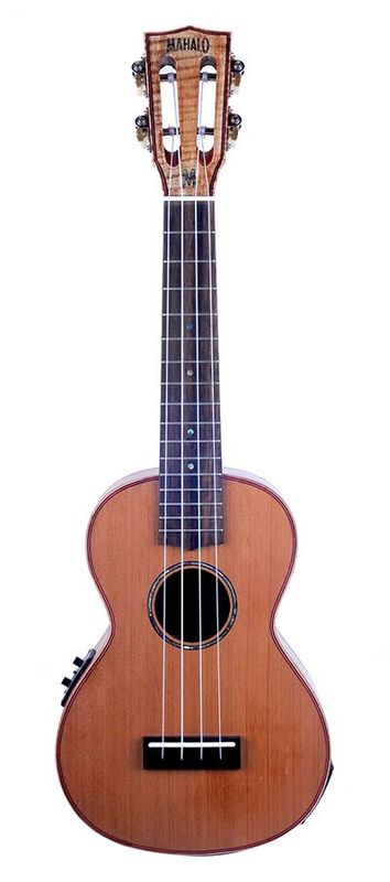 Mahalo Master Series, all solid concert ukulele, with MEQ2 9v preamp, natural, with bag