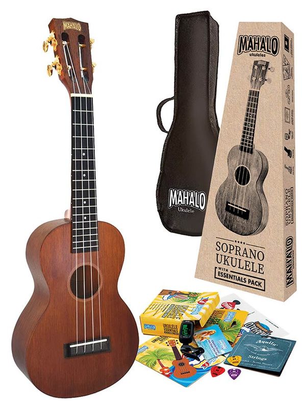 Mahalo Java Series, concert ukulele pack, transparent brown, with essentials accessory pack