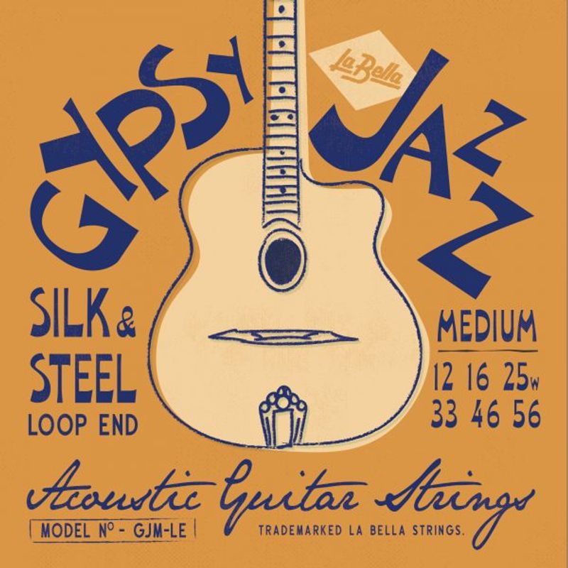 La Bella GJM-LE Gypsy Jazz Silk & Steel - Medium, Loop-Ends