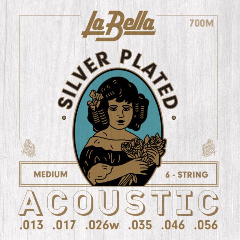 La Bella 700M Silver-Plated Acoustic Guitar - Medium 013-056