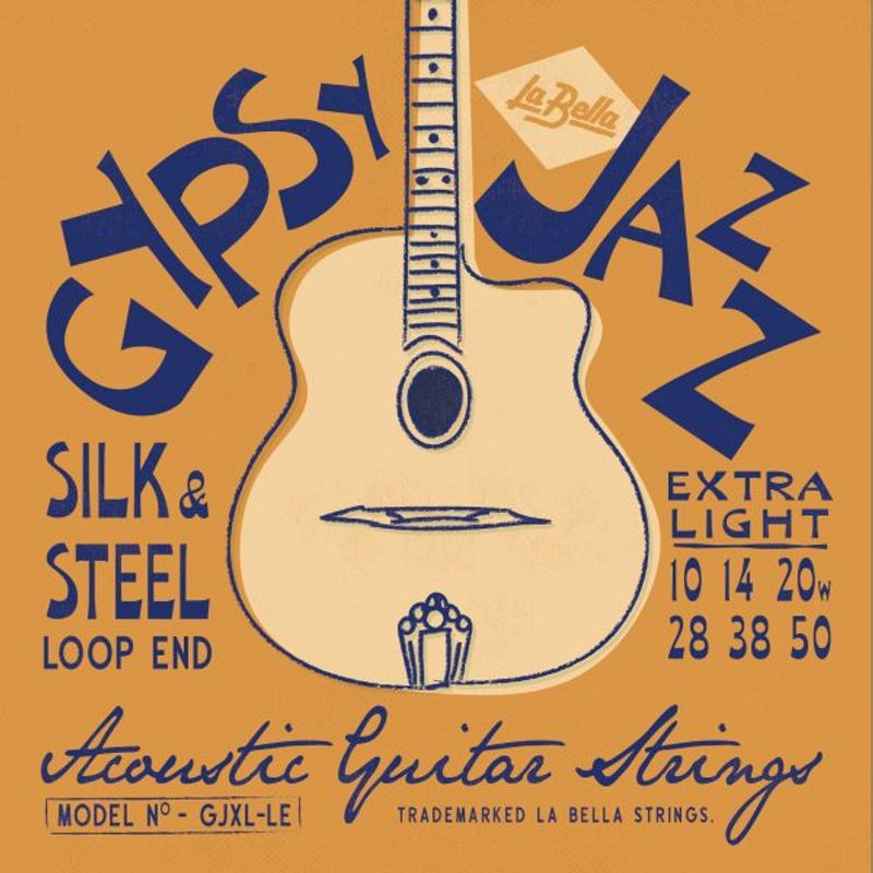 La Bella GJL-XL Gypsy Jazz Silk & Steel - Extra Light, Loop-Ends