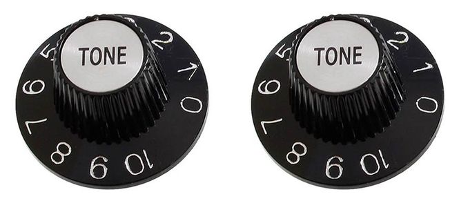 Hovedbilde Allparts Tone Knobs Witch Hat Style fits USA Split Shaft Pots Black 2-p