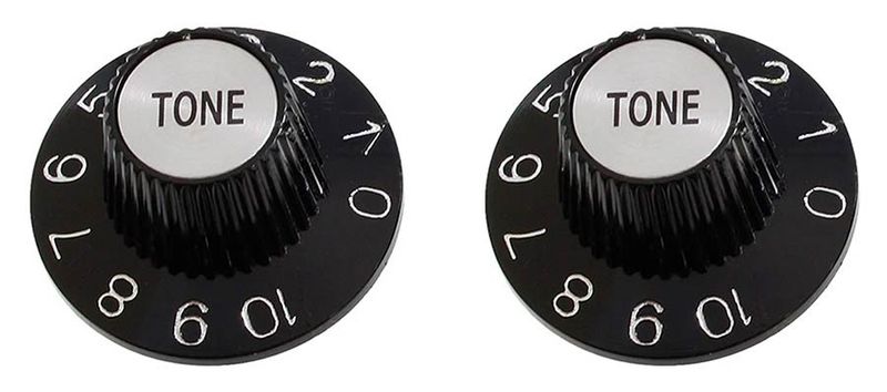 Allparts Tone Knobs Witch Hat Style fits USA Split Shaft Pots Black 2-p