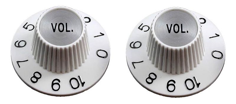 Allparts Volume Knobs Witch Hat Style fits USA Split Shaft Pots White 2-p