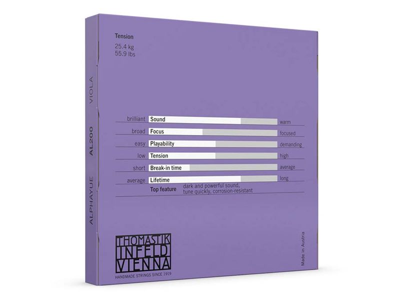 Thomastik THAL-200 Alphayue viola string set 4/4 medium, synthetic core