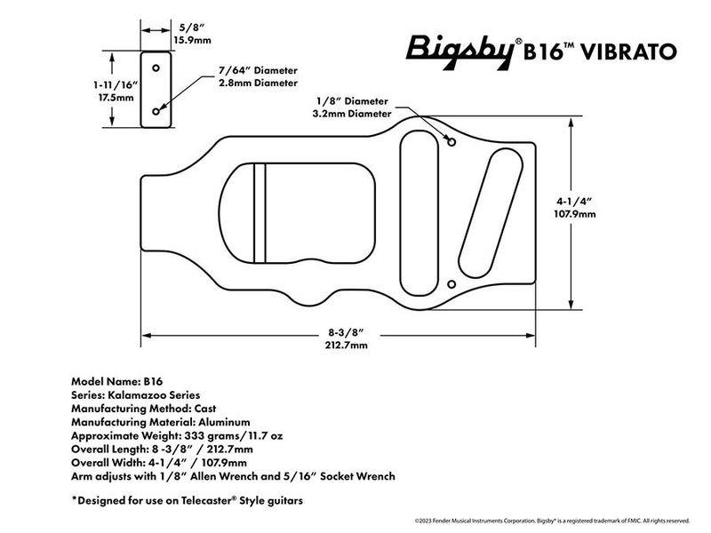 Allparts Bigsby® B16 Vibrato Tailpiece Nickel