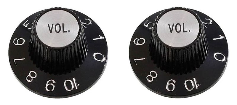 Allparts Volume Knobs Witch Hat Style fits USA Split Shaft Pots Black 2-p