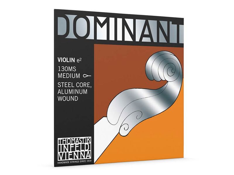 Thomastik TH-130MS Dominant violin string E-1 4/4 medium, carbon steel, aluminum wound, loop end