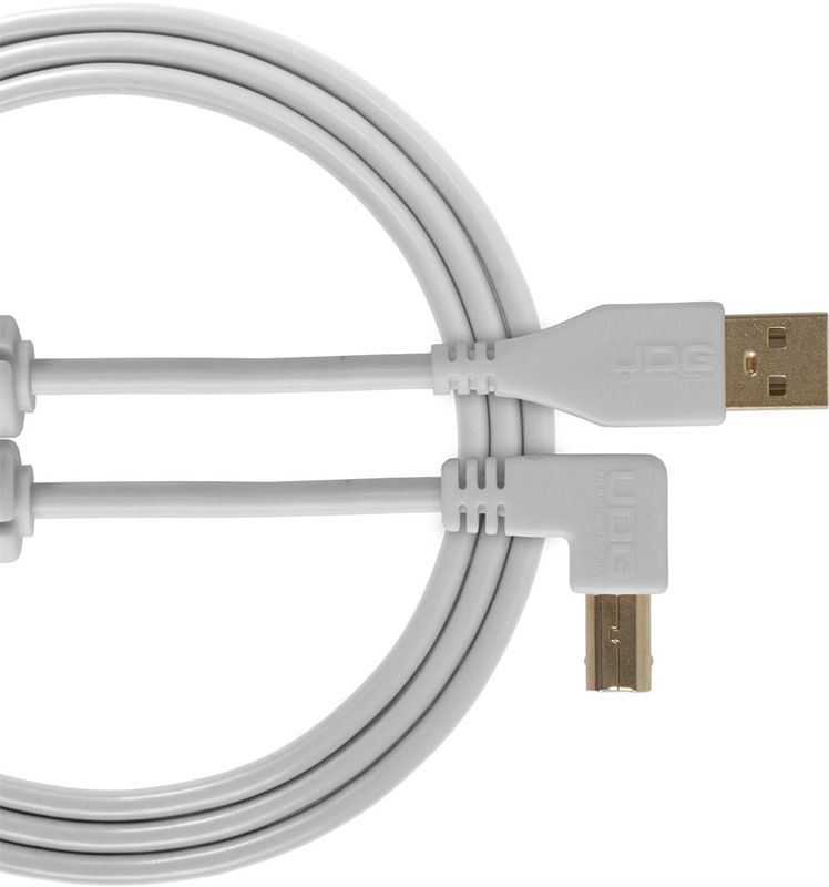 UDG Gear Ultimate Audio Cable USB 2.0 A-B Vit vinklad 2m