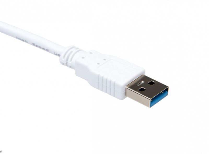 HED USB A 3.0 male to USB C male Hvit 3m