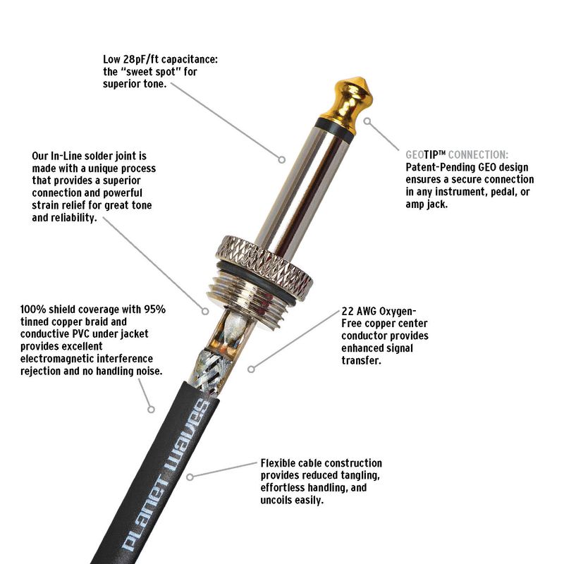 Daddario PW-AMSG-30, Instrumentkabel 9 m