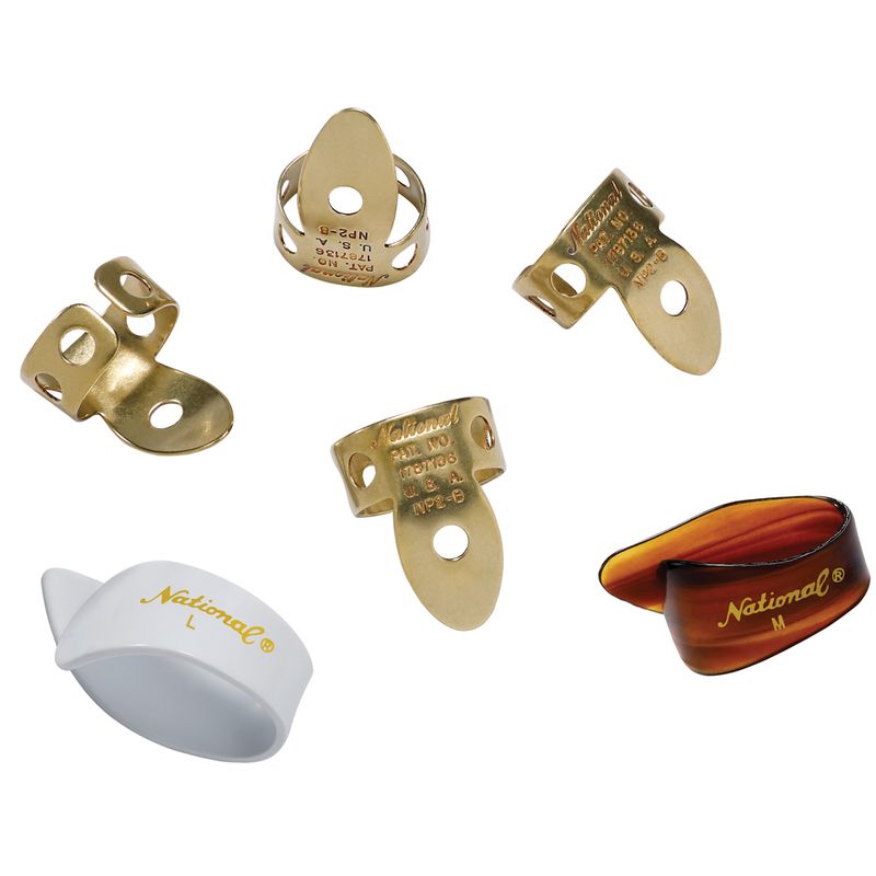 D'Addario NP2B7T8W-06 PW National Finger/Thumb pick, Brass/CL, 6