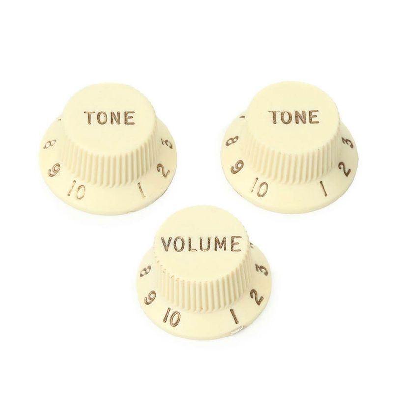 Fender Genuine Replacement Part Stratocaster Knobs Aged White Left Hand
